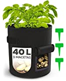 3 Potato Planting Bags - Large 40L - With...
