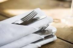 Where is the cloth napkin placed? Where is the cloth napkin placed?