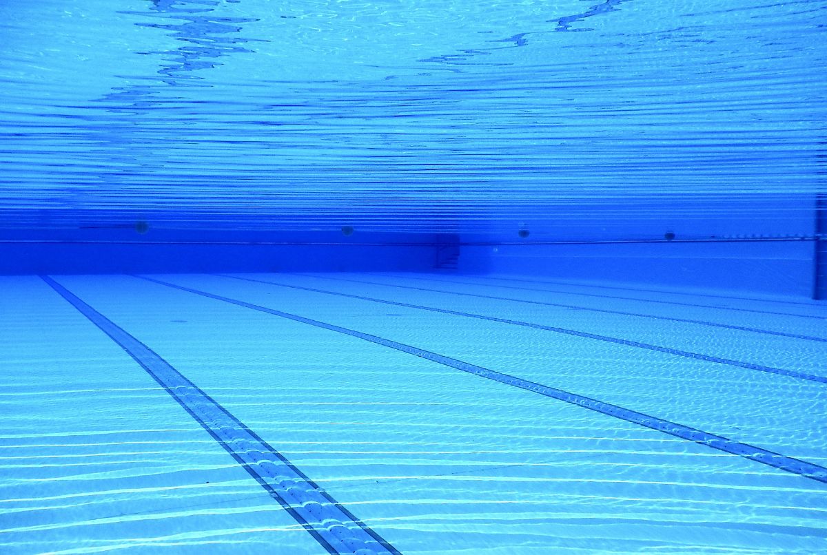 Bottom and walls of a clean swimming pool